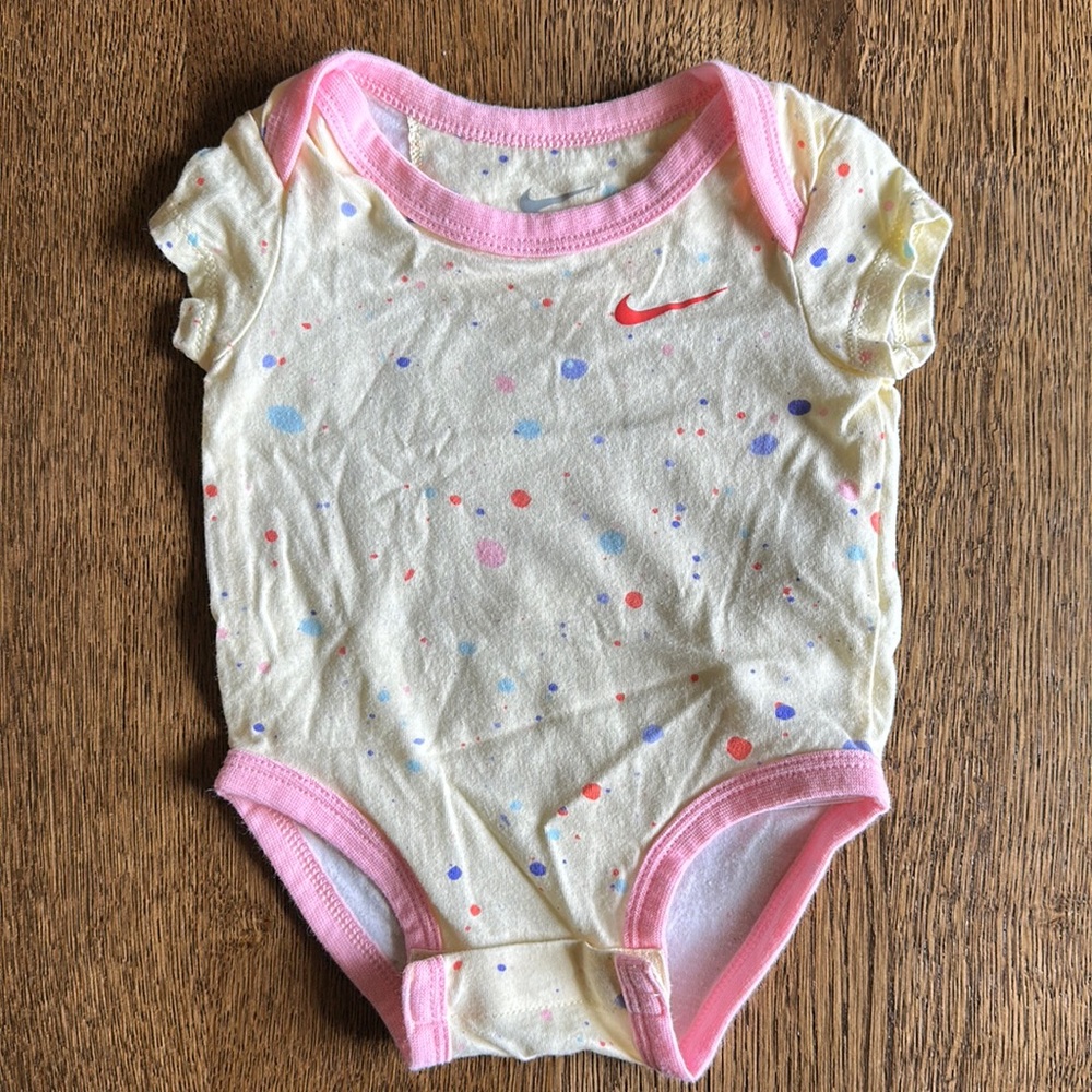 Nike Baby Onesie - Yellow with Polka Dots - 3 Months